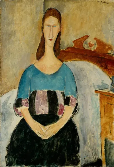Portrait of Jeanne Hebuterne, Seated, 1918 — Амедео Модильяни