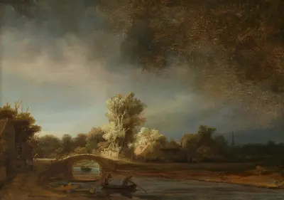 Landscape with Stone Bridge — Рембрандт ван Рейн