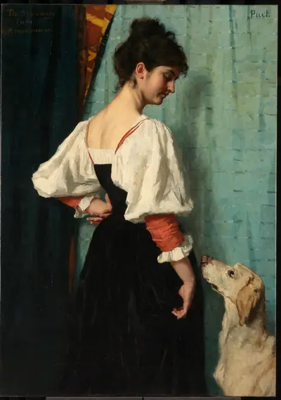 Young Italian Woman with the Dog Puck