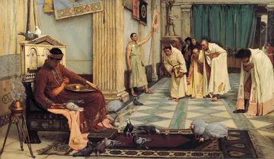 John Williams Waterhouse - The Favourites of the Emperor Honorius (1883) — Джон Уильям Уотерхаус