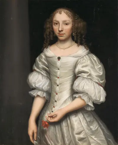 Portrait of a Young Woman Holding a Flower — Валлеран Вайян