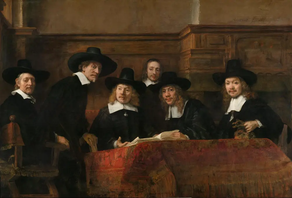 The Sampling Officials of the Amsterdam Drapers’ Guild, known as ‘The Syndics’ — Рембрандт ван Рейн