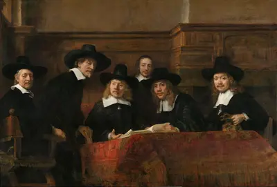 The Sampling Officials of the Amsterdam Drapers’ Guild, known as ‘The Syndics’ — Рембрандт ван Рейн