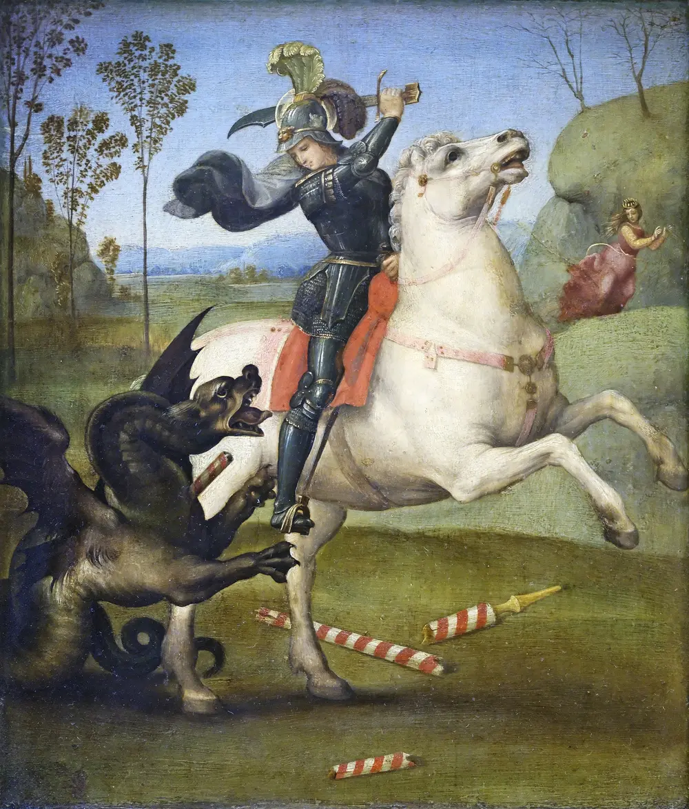 Saint George fighting the dragon — Рафаэль Санти