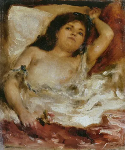 Femme demi-nue couchée : la rose — Пьер Огюст Ренуар