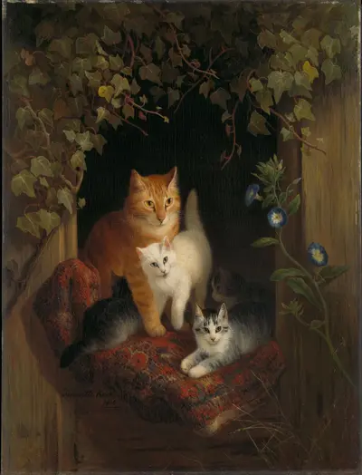 Кошка с котятами — Henriëtte Ronner