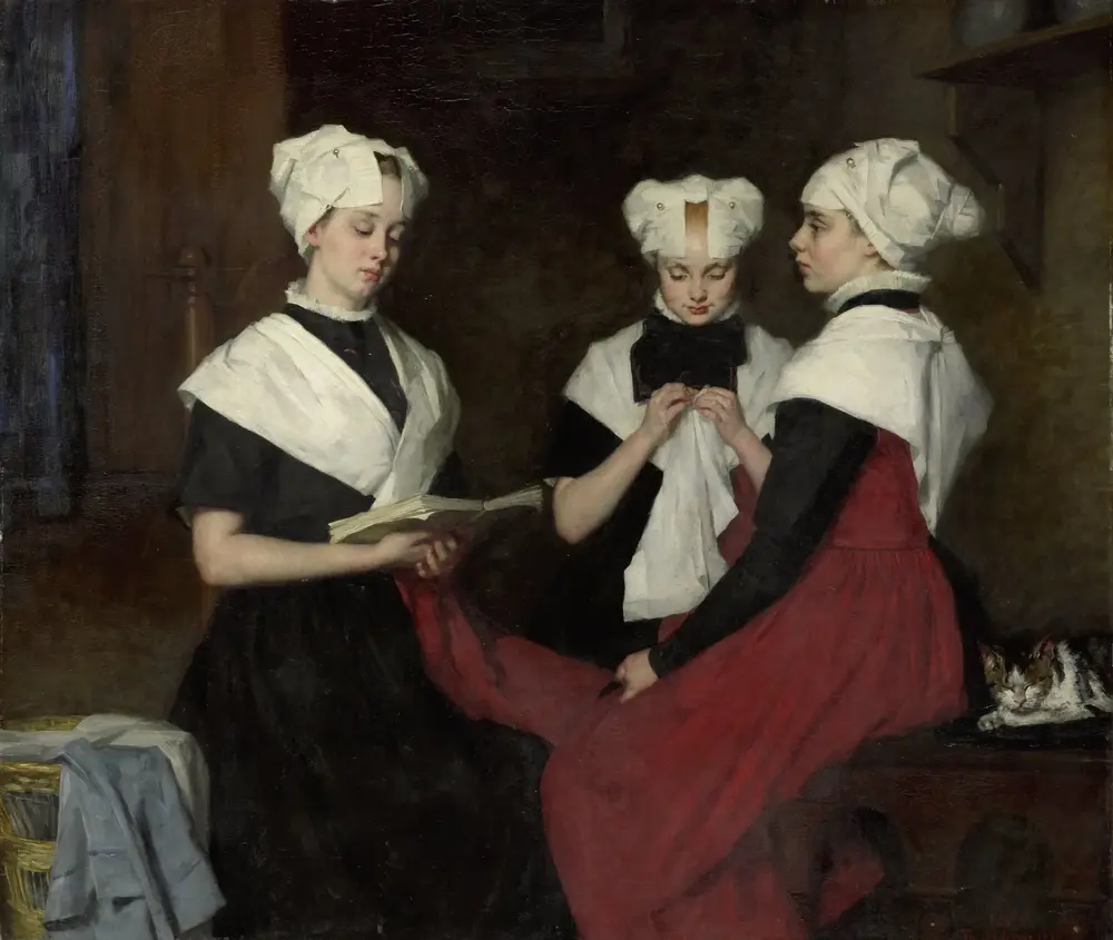 Drie meisjes uit het Amsterdamse Burgerweeshuis — Thérèse Schwartze