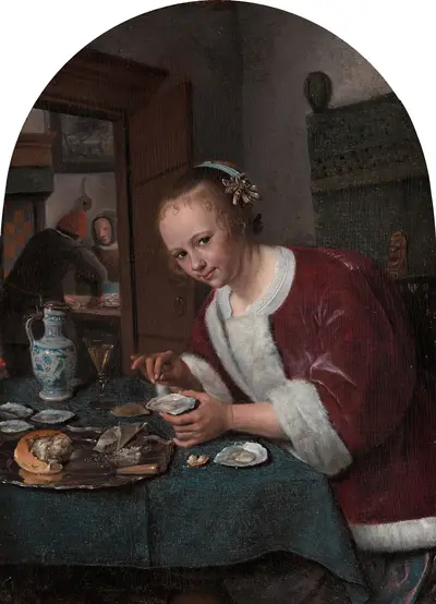 Girl eating oysters