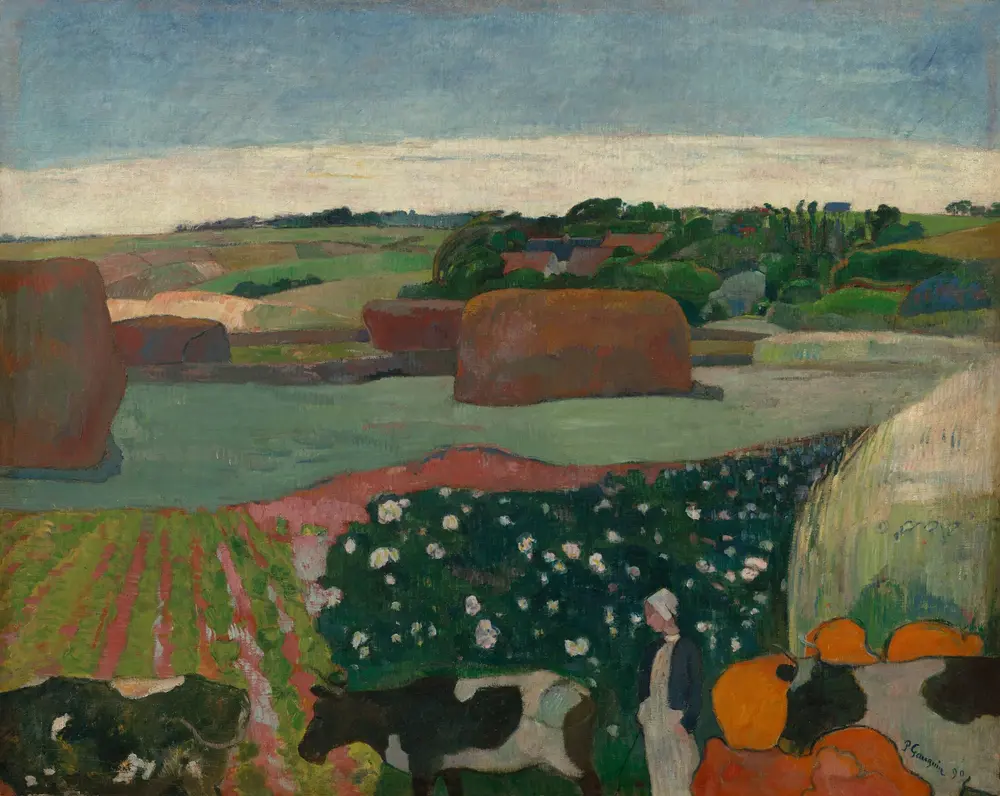 Haystacks in Brittany — Поль Гоген