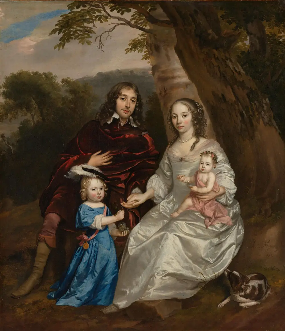 Portrait of Govert van Slingelandt (1623-1690), with his First Wife Christina van Beveren (1632-1656) and their Two Children — Ян Мейтенс