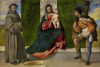 The Virgin and Child between Saint Anthony of Padua and Saint Roch — Тициан